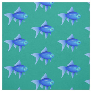 Tissu Motif de poisson bleu tropical sur Aqua