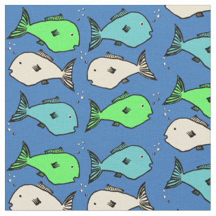 Tissu Motif de poissons tropicaux sur Arrière - plan ble