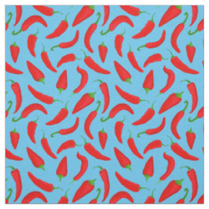 Tissu Motif de poivron chili de dessin sur bleu