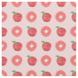 Tissu Motif de pommes et de pamplemousses roses d'été