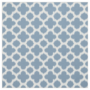 Tissu Motif de Quatrefoil blanc Ikat blanc gris-gris fum