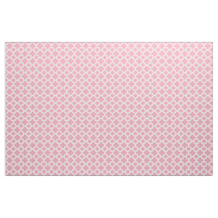 Tissu Motif de Quatrefoil blanc Rose rose vif