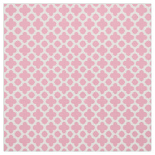 Tissu Motif de Quatrefoil blanc Rose rose vif