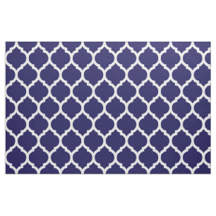 Tissu Motif de Quatrefoil Marocain Bleu Marine