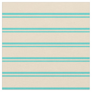 Tissu Motif de rayures de couleur turquoise et tan