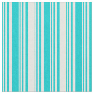 Tissu Motif de rayures turquoise foncée et blanche