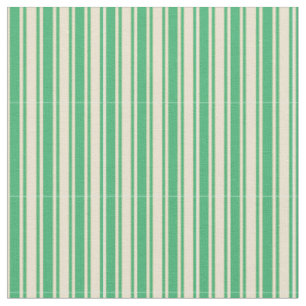 Tissu Motif de rayures vert mer et beige