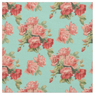 Tissu Motif de Roses rouges roses Vintages