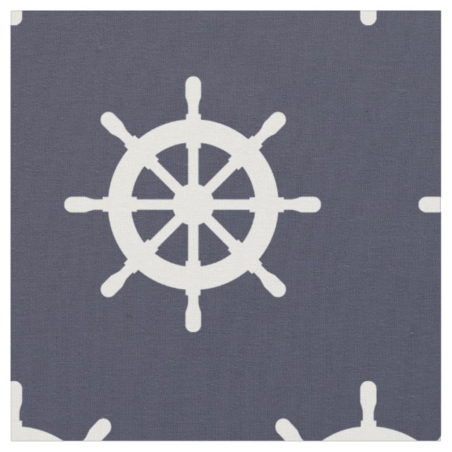 Tissu Motif de roue marine bleu et blanc marine (Fermer)