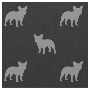 Tissu Motif de silhouettes de bouledogue français gris