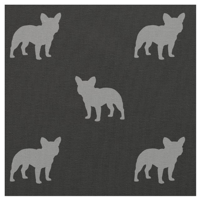 Tissu Motif de silhouettes de bouledogue français gris (Fermer)