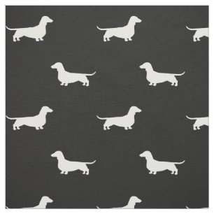 Tissu Motif de silhouettes de chien de teckel noir et