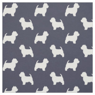 Tissu Motif de silhouettes de Terrier blanc de montagne