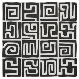 Tissu Motif de style Kuba 071019 - Noir et blanc