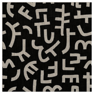 Tissu Motif de style Kuba 121019 - Blanc et noir