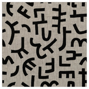 Tissu Motif de style Kuba 121019 - Noir sur blanc