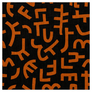 Tissu Motif de style Kuba 121019 - Orange sur noir