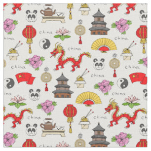 Tissu Motif de symboles de la Chine