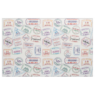 Tissu Motif de tampon de passeport Imprimer