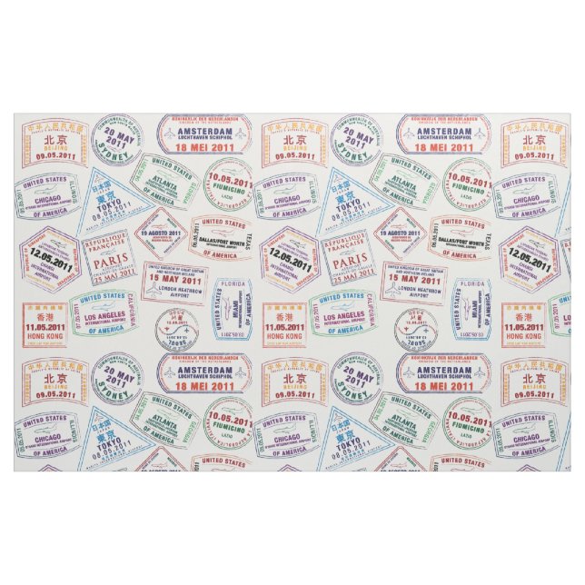 Tissu Motif de tampon de passeport Imprimer (Fat Quarter)