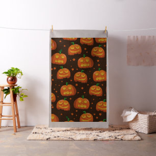 Tissu Motif de tête de citrouille d'Halloween.