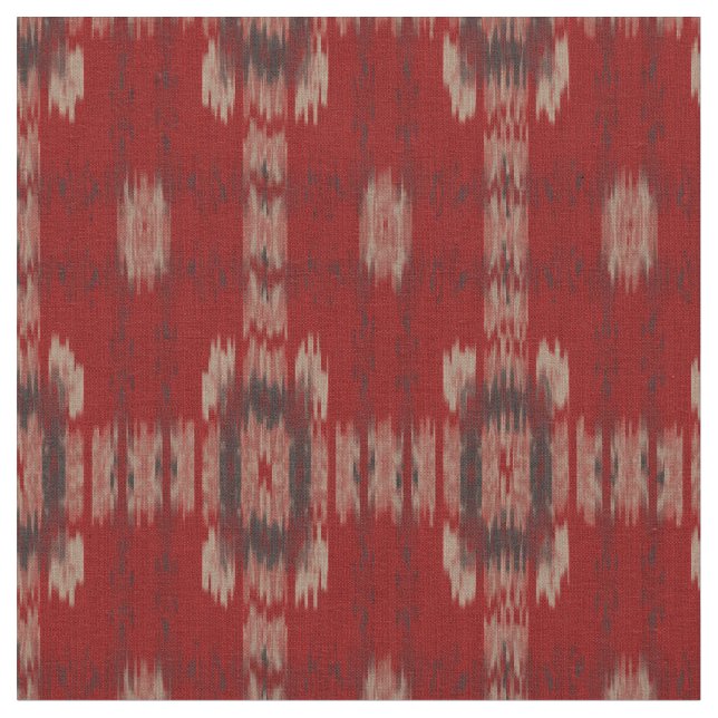 Tissu Motif de tissus d'Ikat en blanc gris rouge (Fermer)