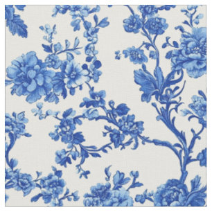 Tissu Motif de toile florale bleu vif