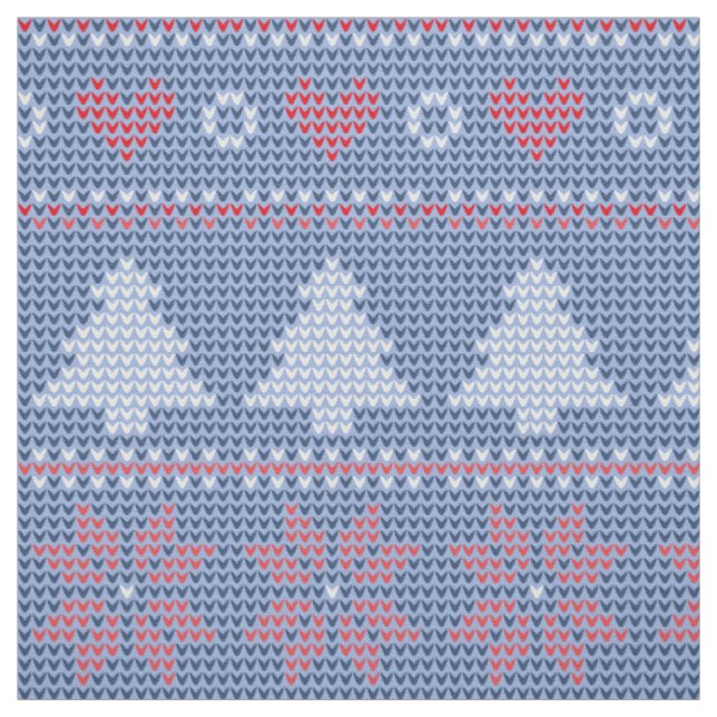 Tissu Motif de tricot de Noël Bleu (Échantillon)