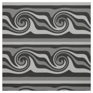 Tissu Motif de vague abstrait moderne noir et gris