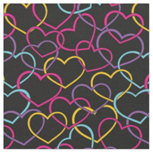Tissu Motif de Valentine avec des coeurs de couleur