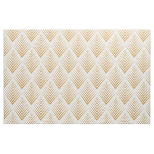 Tissu Motif de ventilateur Gold on White Art Déco
