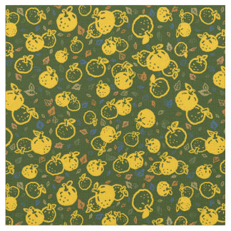 Tissu Motif de Yuzu (vert olive)| Style de chute japonai