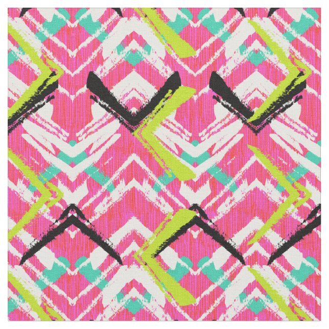 Tissu Motif de zigzag rose tiré par la main (Fermer)