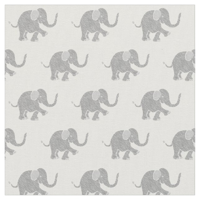 Tissu Motif d'éléphant de bébé gris mou (Fermer)