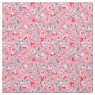Tissu Motif dentaire rose