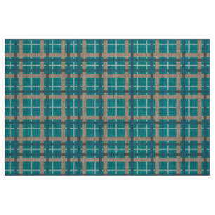 Tissu Motif des Carrés de Tartan Brown bleu bleu Turquo
