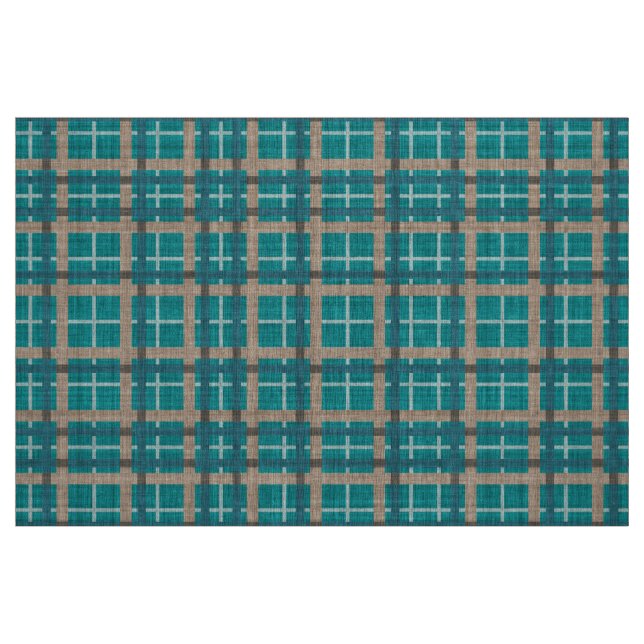 Tissu Motif des Carrés de Tartan Brown bleu bleu Turquoi (Fat Quarter)