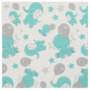 Tissu Motif Des Eléphants Bleus, Eléphants Mignons, Étoi