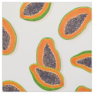 Tissu Motif des fruits de papaye tropicale et d'été
