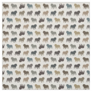 Tissu Motif des silhouettes de Bulldog  Race de chien Co