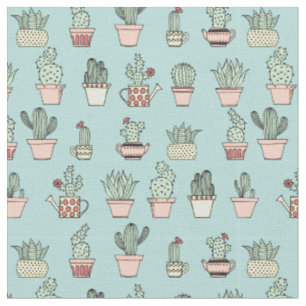 Tissu Motif dessiné mignon coloré de style de cactus 