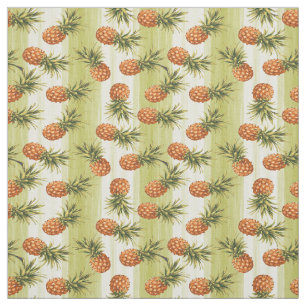 Tissu Motif d'été aux fruits d'ananas vert orange jaune