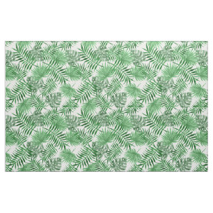 Tissu Motif d'été du Tropical Green Palm Feuilles