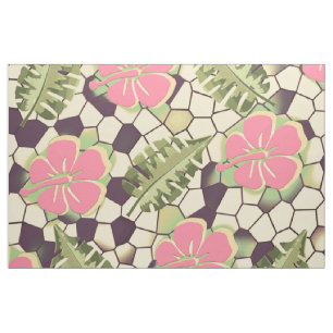 Tissu Motif d'Hibiscus tropical - ROSE