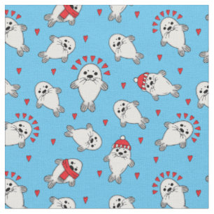 Tissu Motif d'hiver de Noël bébé Seal Pups animal