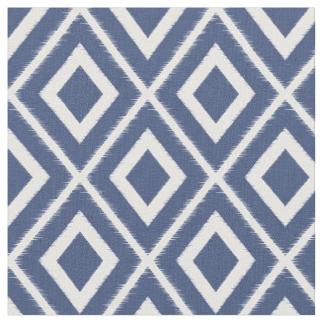 Tissu Motif d'Ikat bleu et blanc de la marine moderne (Fermer)