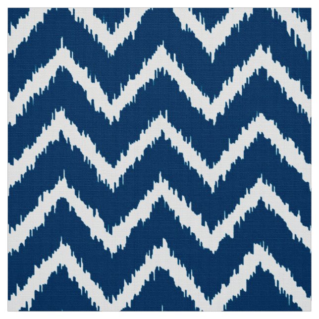 Tissu Motif d'Ikat Chevron - bleu marine et blanc (Échantillon)