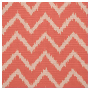 Tissu Motif d'Ikat Chevron - orange et pêche de corail