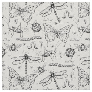 Tissu Motif d'illustration pour les insectes élégants de