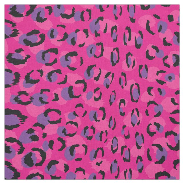 Tissu motif d'impression de guépard noir violet rose chi (Échantillon)